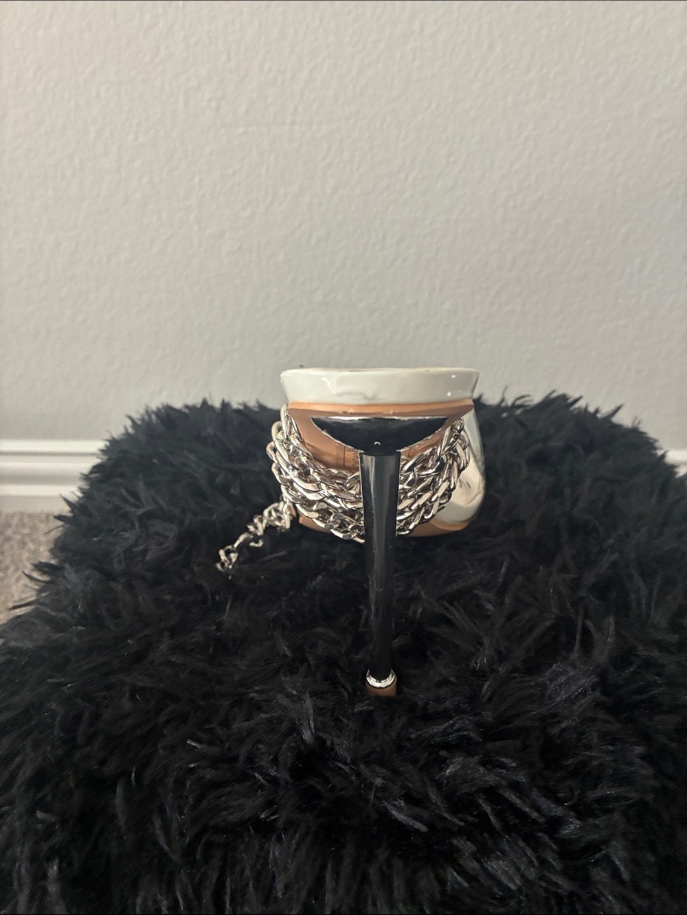 AZALEA Clear Chain-Embellished White High Heel Mule - Picture 3 of 6
